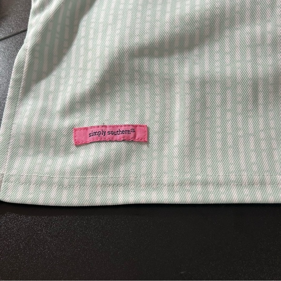 Simply Southern Polo Dress Color Is Glass Mint Navy Size Small Spring Summer - Picture 4 of 9